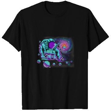 Discover Mens Astronaut Pool Player Astronomy Galaxy Billiard Player T-Shirts