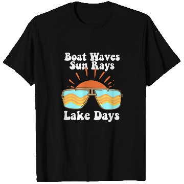 Discover Boat Waves Sun Rays Lake Days T-Shirts