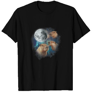 Discover 3 capybarass Howling At Moon Funny Weird Cursed Meme T-Shirts