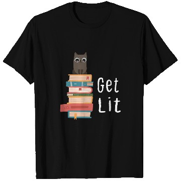 Discover Book Readers Get Lit Reading Books Funny Cat Lovers T-Shirts