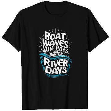 Discover Boat Waves Sun Rays River Days 2 T-Shirts