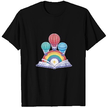 Discover Open Book With Hot Air Balloons Rainbows T-Shirts