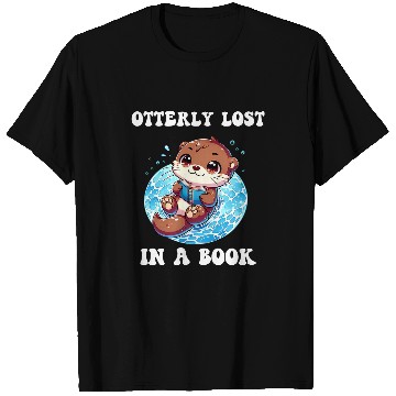 Discover Cute Swimming Otter Book Reading Kids T-Shirts