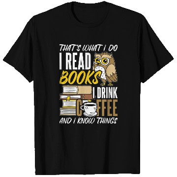 Discover Owl coffee reading reader books bookworm librarian T-Shirts