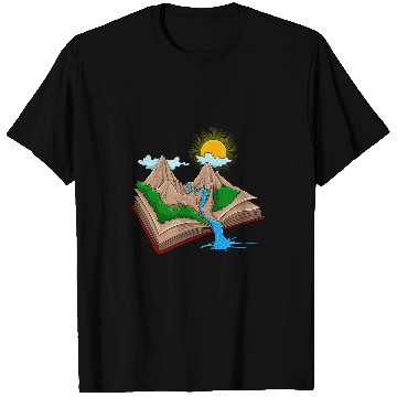 Discover Mens Creative Book Outdoors Scenery Mountain Sun Hiking Nerd T-Shirts