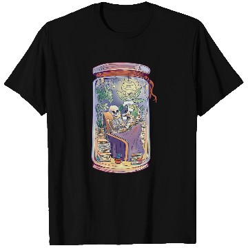 Discover Skeletons Reading A Book And Drinking Tea Books T-Shirts