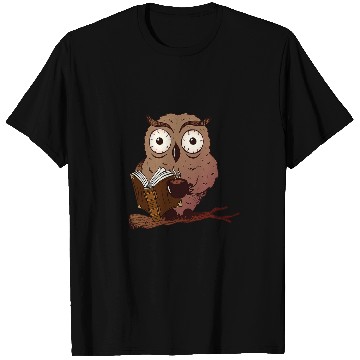 Discover Owl reading a book with coffee Owl Bird Lover T-Shirts