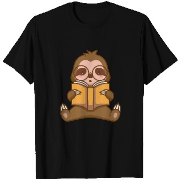 Discover Sloth reading a Book Library T-Shirts