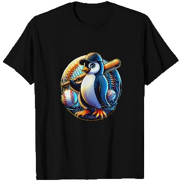 Discover Funny Lets Go Penguin Playing Baseball T-Shirts