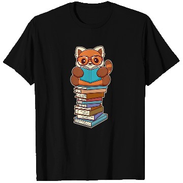 Discover Cute Kawaii Red Panda Reading A Book T-Shirts
