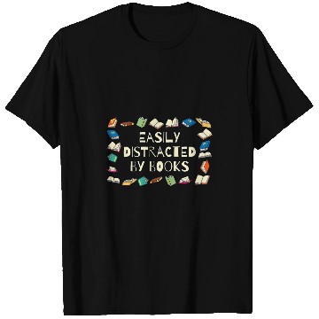 Discover EASILY DISTRACTED BY BOOKS Funny Book Lover Reading T-Shirts