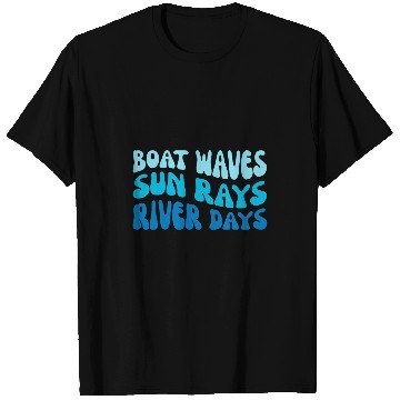 Discover Cute Summer Vacation Sunset Boat Waves Sun Rays River Days T-Shirts