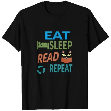 Discover Cute Kitty Cat Face Eat Sleep Read Repeat T-Shirts