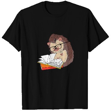 Discover Cute Wildlife Forest Animal Bookworm Book Reading Hedgehog T-Shirts