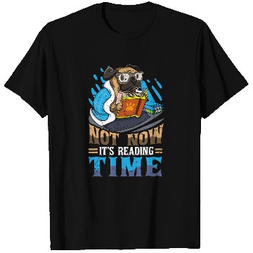 Discover Book Reader Funny Reading Time Dog Pug Bookworm Humor T-Shirts