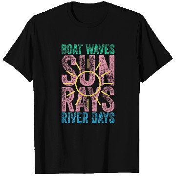 Discover Boat Waves Sun Rays River Days Cute Retro Summer Vacation T-Shirts