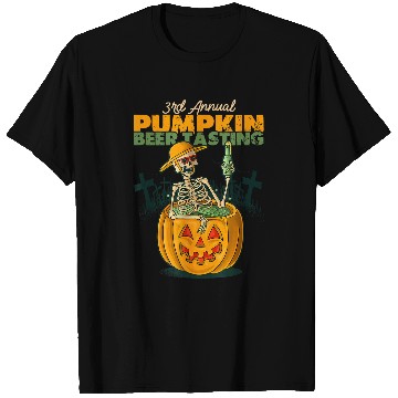 Discover 3rd Annual Pumpkin Beer Tasting Halloween Pumpkin T-Shirts