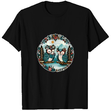 Discover Owl Wilderness Book Reading Illustration Floral T-Shirts