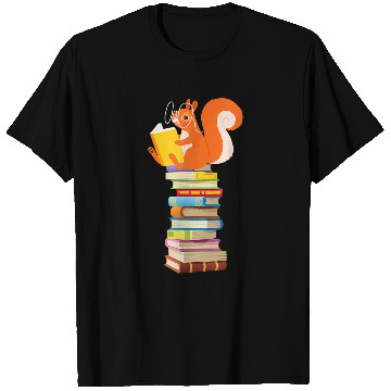 Discover Cute Squirrel Reading Mens Womens Tops Book Lovers T-Shirts