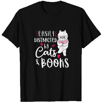Discover Easily Distracted by Cats and Books Cat Book Lovers Gift T-Shirts