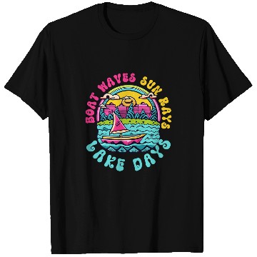 Discover Boat Waves Sun Rays Lake Days Funny Summer Beach Vacation 8 T-Shirts