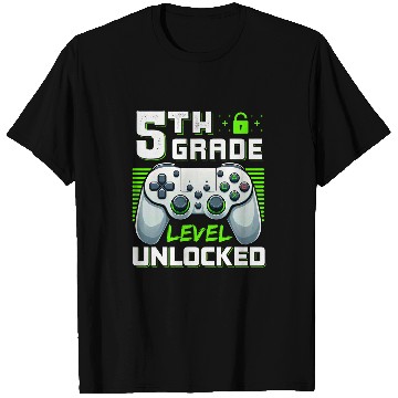 Discover 5th Grade Level Unlocked Video Game Funny Back to School Boy T-Shirts