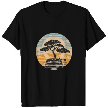 Discover Japanese Bonsai Sunset Record Player Zen Music Design T-Shirts