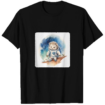 Discover Astronaut Hedgehog On Moon Space Exploration Celestial T-Shirts