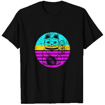 Discover Japanese Maneki Neko Lucky Cat Distressed T-Shirts