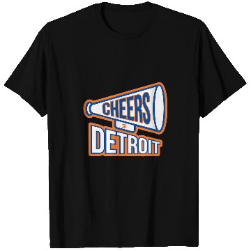 Discover Detroit Navy Blue And Orange Megaphone T-Shirts