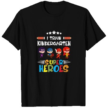 Discover I Train Kindergarten Super Heroes Teacher Team Gift T-Shirts