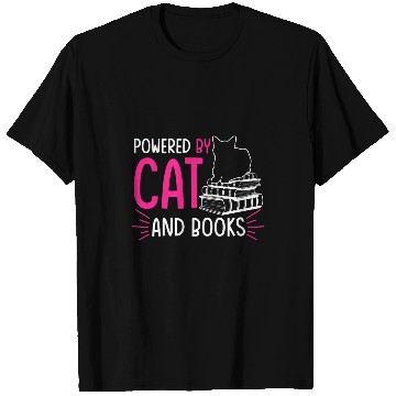 Discover Powered by Cat and Books Gift T-Shirts