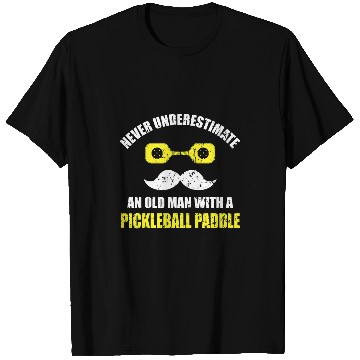 Discover Mens Mens Never Underestimate Old Man with a Pickleball Paddle T-Shirts