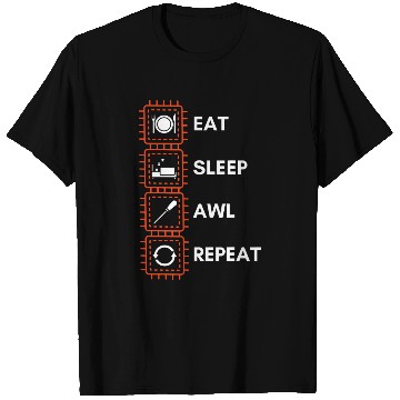 Discover Funny Leather Craftsman Sewing Eat Sleep Awl Repeat T-Shirts
