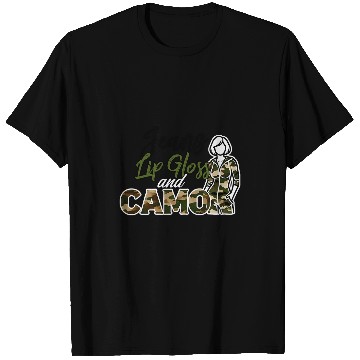 Discover Jeans Lip Gloss Camo Sayings Graphic Orange T-Shirts