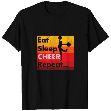Discover Eat Sleep Cheer Repeat Funny Cheerleading Team T-Shirts
