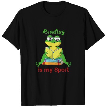 Discover Reading Is My Sport Book Lovers Frog Reading Reading T-Shirts