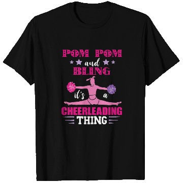 Discover Pom Pom And Bling Cheerleader Star Cheerleading Thing Split T-Shirts