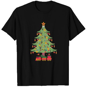 Discover Decorated Christmas Tree Ornaments Elf Candy Canes Train T-Shirts