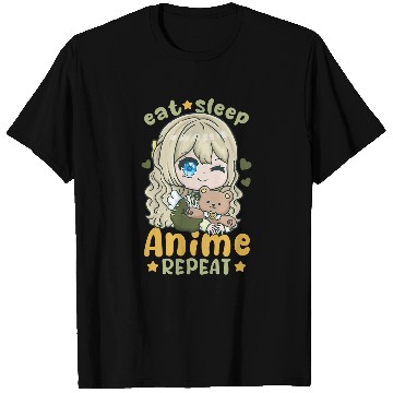 Discover Eat Sleep Anime Repeat I Chibi Kawaii Cosplay 4 T-Shirts