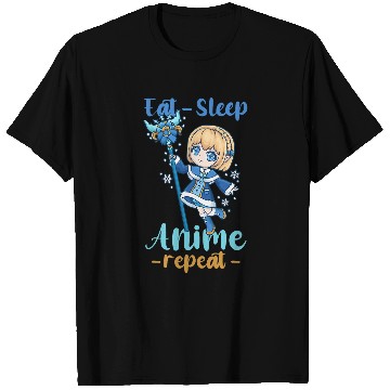 Discover Eat Sleep Anime Repeat I Chibi Kawaii Cosplay T-Shirts