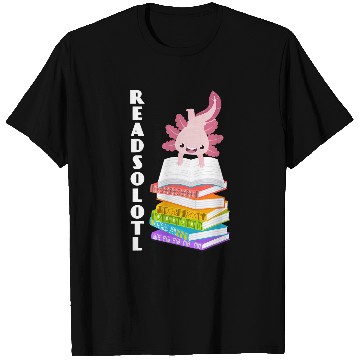 Discover Readsolotl Axolotls Reading Fish Lizard Book 4 T-Shirts