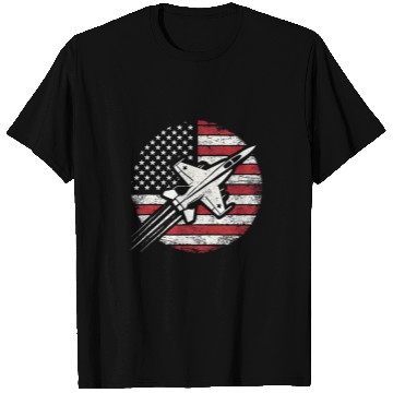 Discover Patriotic Fighter Jet American Flag USA Pride 4th of July T-Shirts