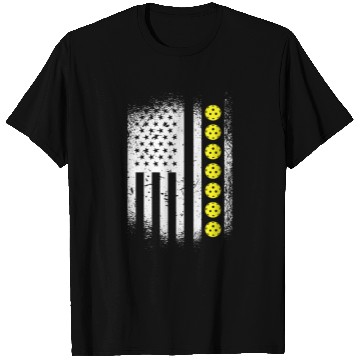 Discover Pickleball American Flag Pickleball Player T-Shirts