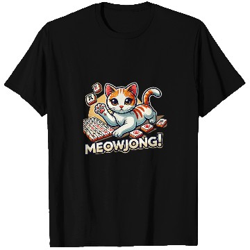 Discover Playing Mahjong Tiles Meowjong Cat Kitten T-Shirts