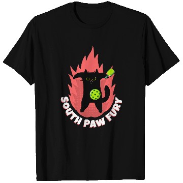 Discover South Paw Fury Angry Cat Pickleball T-Shirts