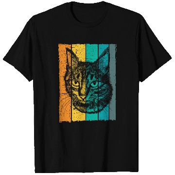 Discover Cat face drawing retro T-Shirts