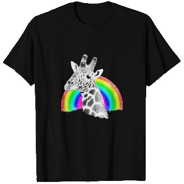 Discover Giraffe with Rainbow as Drawing Wild Animal in Africa T-Shirts