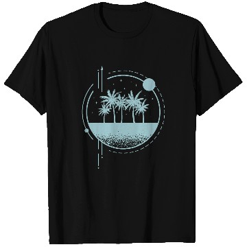 Discover Minimalist Geometry Shapes Palm Trees Light Blue Artwork T-Shirts