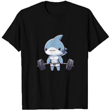 Discover Cute Muscular Shark Weightlifting Funny Workout T-Shirts